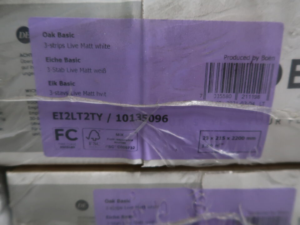 A7940 L22 - Gulv 25 pakker BOEN eg mat hvid (se beskrivelse)