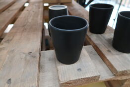 4 stk. Multiskål/krus stentøj mat sort 85 mm Rustik