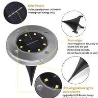 8 stk. Solcelledrevet havebelysningspuck