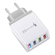 4 stk. Hurtig opladning USB-vægadapter 4 porte grå