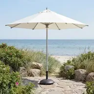Parasol 3,3 meter i off-white med børstet stål stang