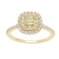 18 kt guldring med yellow cushion fancy diamant