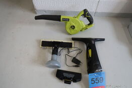 Ryobi akku blæser & Kärcher vinduesmaskine