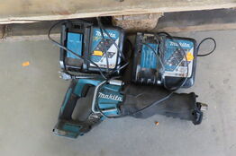 Akku-bajonetsav samt 2 stk. Batteriladere MAKITA