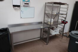 Bord & reol i rustfri stål 60x150x88 cm / 50x100x180 cm