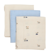 6 pk. Stofbleer i Organic Muslin fra Pippi - Celestial Blue (3-pak)