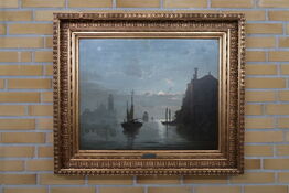 UKENDT KUNSTNER "Venetian Scene at Moonlight" - Olie på lærred