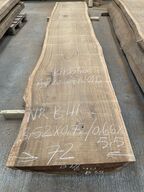 Træplanke i BIBOLO (Afr. valnød) 3,52x0,72/0,66m - 5,5 cm tyk