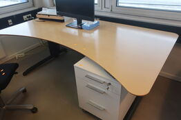 El. hæve/sænke skrivebord med skuffesektion m.m.