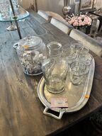 Serveringsfad m. Karafel og glas