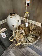 Vase, lampe og Bakke m. Hank inkl. Indhold 