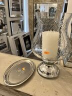 Glasvase m. Lys inkl. Fad