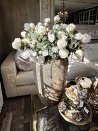 Vase i mosaik m. Blomster