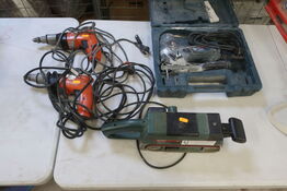 2 stk. gipsskruemaskiner, båndpudser og stiksav