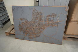 Håndlavet bykort i træ (Roskilde)