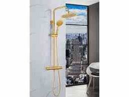 Bluerain brusesæt Lux mat messing m/termostat 