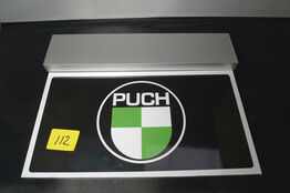 Lille LED-lysskilt m/PUCH logo 7W 230V ca. 27x14cm