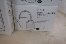 8 stk. PAPER & TEA Porcellain Teapot (hvid) - Tekande med si