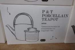 10 stk. PAPER & TEA Porcellain Teapot (hvid) - Tekande med si