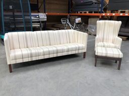 Erik Jørgensen sofa, model EJ 380 samt højrygget lænestol med skammel (MOMSFRI)