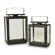 Lanterne sæt metal sort H22 + H29 cm 2 stk.