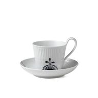 Royal Copenhagen Sort Mega Riflet kop med underkop 25 cl