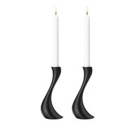 Georg Jensen Cobra lysestage mat sort 2 stk. medium