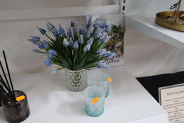 3 stk. lysestager/vaser med kunstige blomster