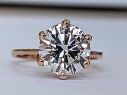 3,07 ct. diamant solitære ring, i 14 kt roseguld (Lab fremstillet). IGI