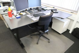 El. hæve/sænke skrivebord uden indhold med kontorsto og skuffemodul