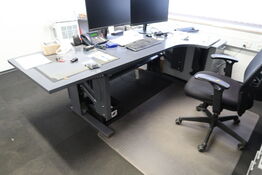 El. hæve/sænke skrivebord uden indhold med kontorstol og skuffemodul