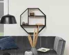 Seaford oktagon vægreol - trælook og sort 