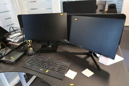 2 stk. computerskærme SAMSUNG F24T374FWR med tastatur