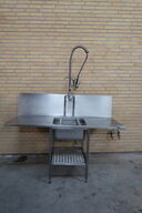 Rustfri stålbord med vask & underhylde