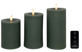 3 pk. Cozzy LED bloklys med fjernbetjening indendørs grøn 3 stk.