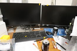 2 stk. computerskærme LENOVO, HP, tastatur, mus, computer LENOVO 12E3