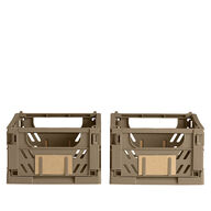 5 pk. Stabelbar foldekasse valnød 25x16,5x10 cm 2 stk.