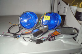 2 stk. blå lygter ø12cm + 2 stk. sidespejle