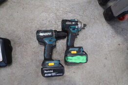 2 stk. akku håndværktøj MAKITA DDF485, DTW300 med 2 stk. batterier