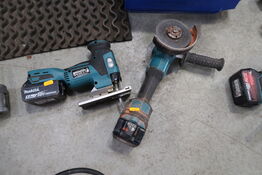 2 stk. akku håndværktøj MAKITA DJV181, DGA506 med 2 stk. batterier