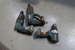 3 stk. akku håndværktøj MAKITA DHR202, DHR182, DHP481