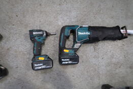 2 stk. akku håndværktøj MAKITA DJR187, DTD154 med 2 stk. batterier