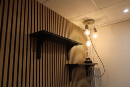 Hylder, lampe, affaldsspand m.v. 