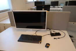 Computerskærm SAMSUNG S32F351FUU med tastatur, mus og dockingstation
