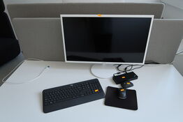 Computerskærm SAMSUNG S32F351FUU med tastatur, mus og dockingstation