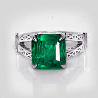 6,25 ct. fin smaragd og diamantring i 14 kt. Hvidguld. IGI.