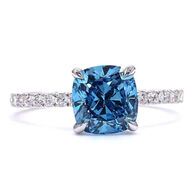 2,34 ct. Cushion brillant slebet vivid fancy blå diamantring (Lab. fremstillet)*. IGI