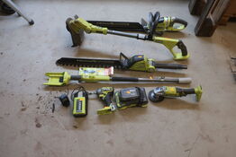 Boremaskine, vinkelsliber mv.  RYOBI Model: 5NR19/66-2, RAG18125, RID18X,  Easy Egde, Hegde Sweep, 