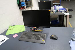 Computerskærm LENOVO, dockingstation LENOVO ThinkPad, tastatur og mus