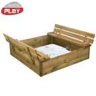 Sandkasse med vippelåg og bænk 120x120 cm